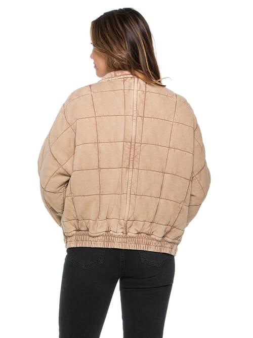 Free People Dolman Quilted Knit Jacket In Champagne Diamonds