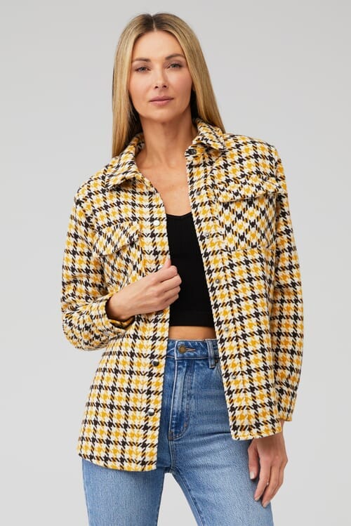 Stay warm and stylish with BB Dakota's 7 Days A Week Jacket - versatile outerwear in vibrant tumeric.
