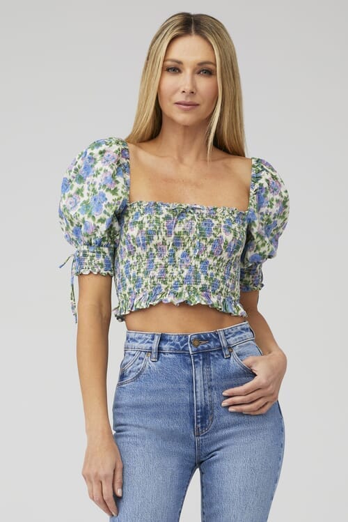 Embrace summer style in the Wisteria Bridget Crop Top by For Love & Lemons.