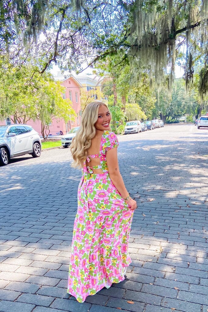 knee length dresses for ladies V-Neck Ruffled Maxi Dress main image 0