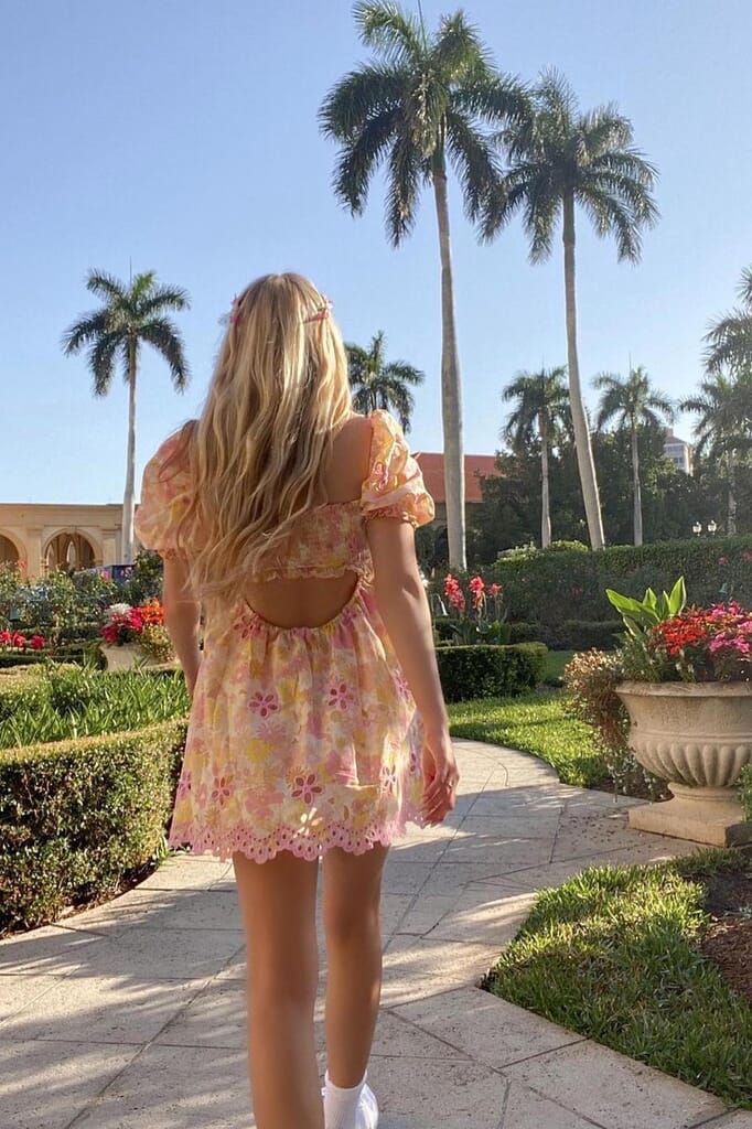 For Love & Lemons | Claire Mini Dress in Pink| FashionPass