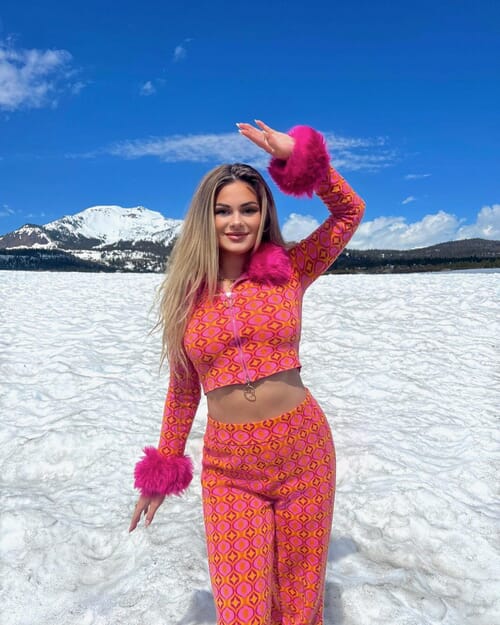 Show Me Your Mumu | Zermatt Zip Up in Pink Geo Jacquard| FashionPass