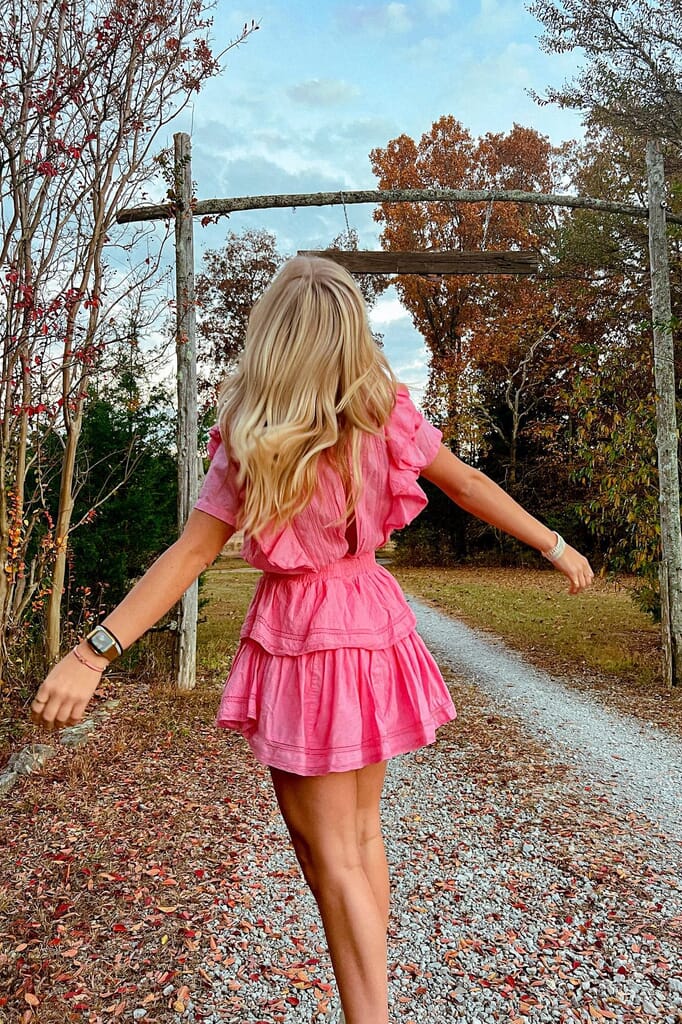 love shack fancy hot pink dress LoveShackFancy pink love shack fancy print