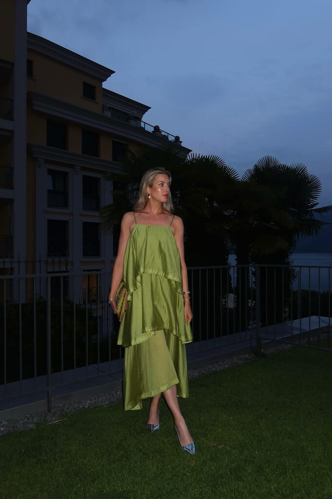 slim fit dress slacks Varella Halter Gown in Pistachio Green – Elliatt main image 1