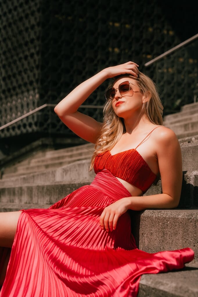 elodie red dress Elodie Red Sequins V-neck Mermaid Dress