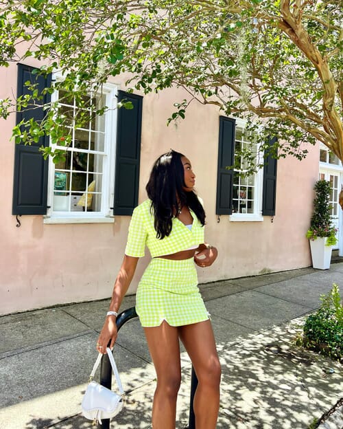 For Love & Lemons | Maureen Mini Skirt in Green| FashionPass