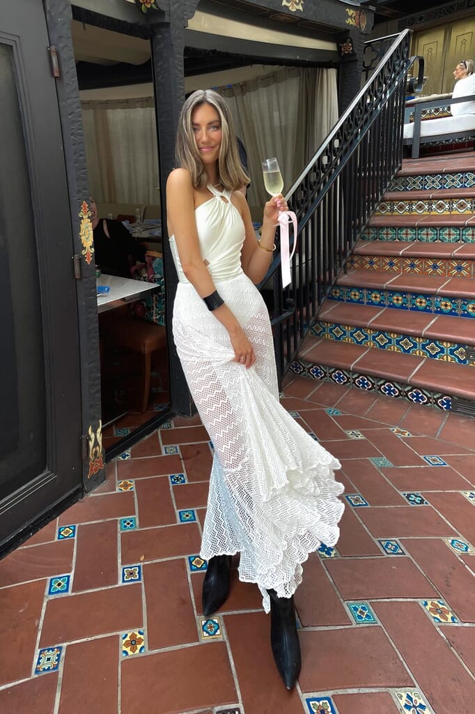 PatBO | Asymmetric Netted Beach Dress in White| FashionPass