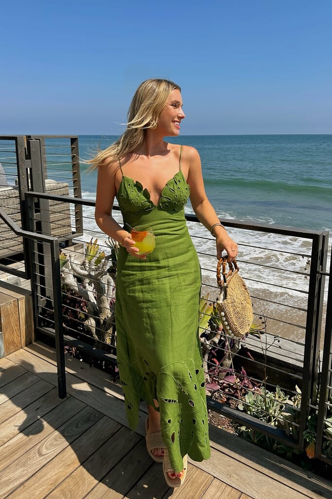 slim fit dress slacks Miranda Dark Green Belt Buckles Maxi Dress main image 0