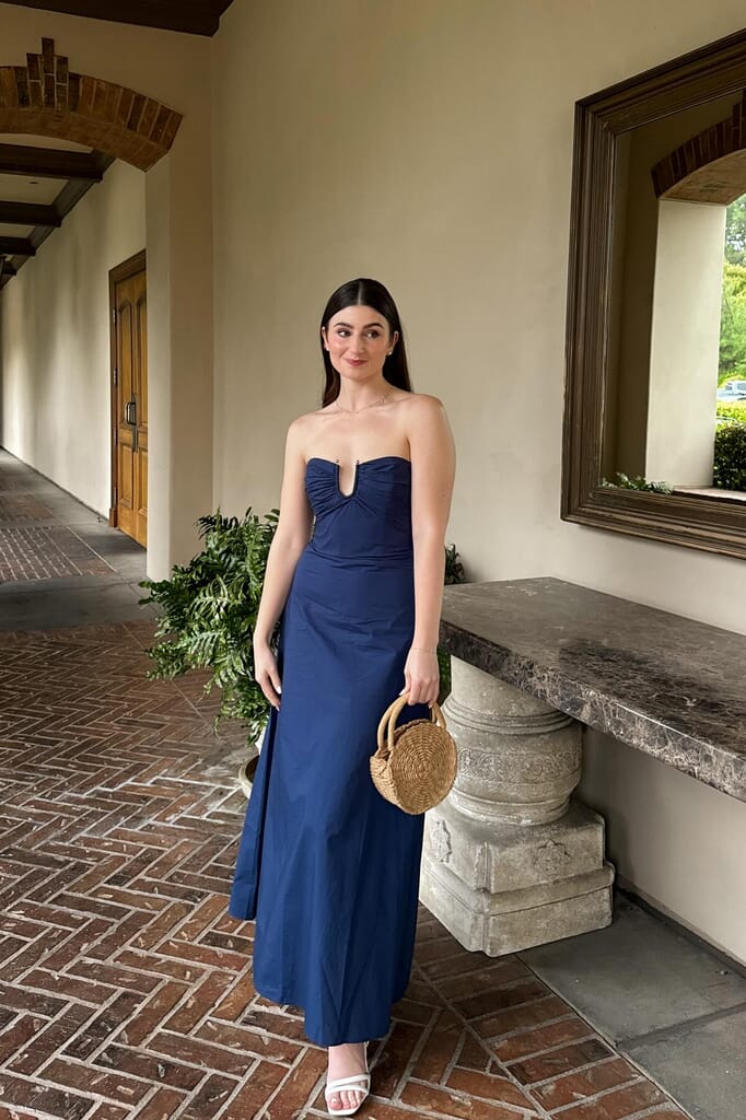 Bardot Lora Poplin Maxi Dress in Navy| FashionPass