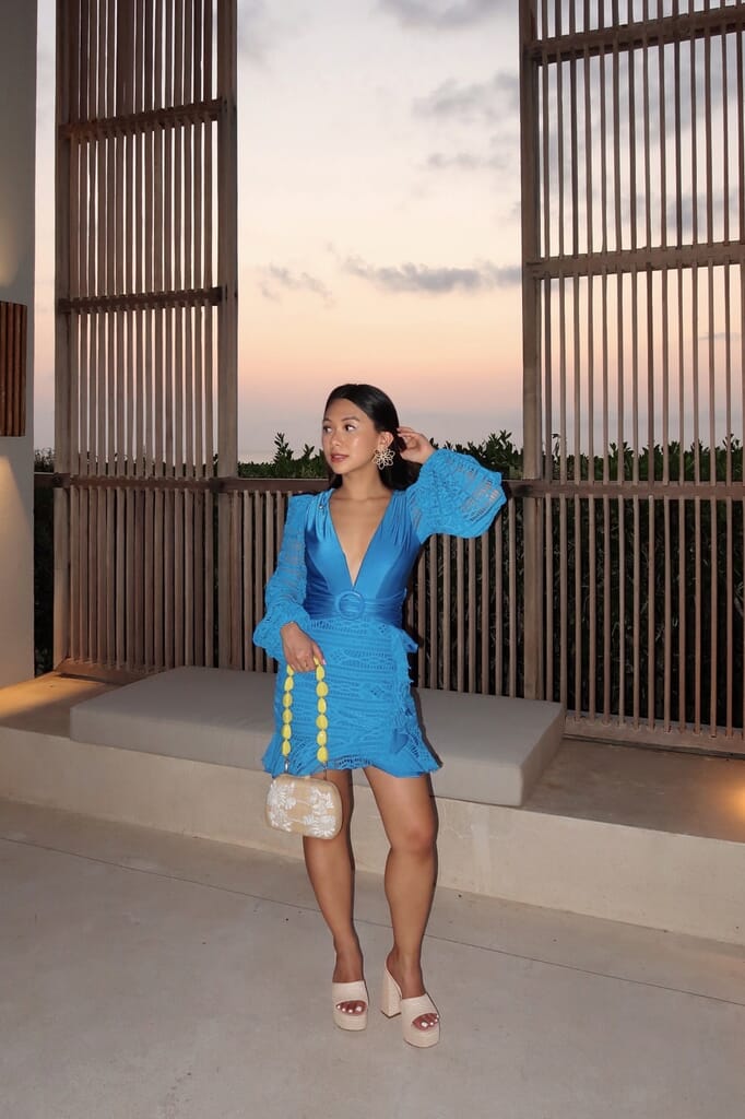 PatBO | X Fashionpass Crochet Plunge Mini in Cobalt| FashionPass