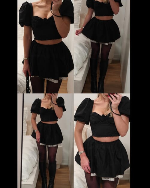 For Love & Lemons | Maye Mini Skirt in Black| FashionPass