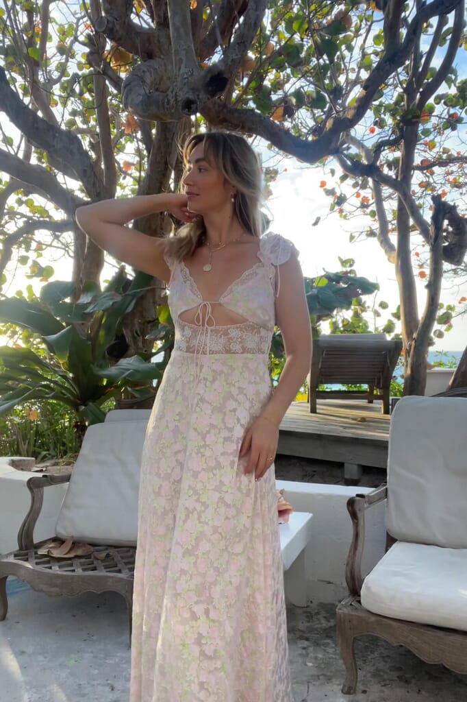 For Love & Lemons | Estelle Maxi Dress in Pink| FashionPass