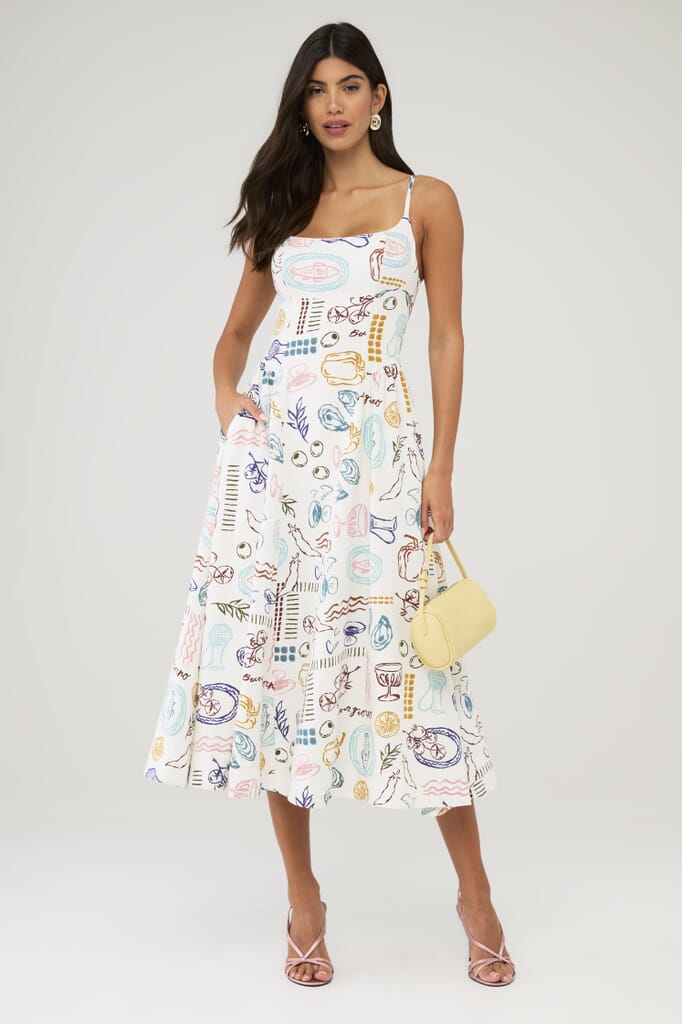 farm rio delicate floral stripes linen blend maxi dress Farm Rio Delicate Floral Stripes Linen Blend Maxi Dress