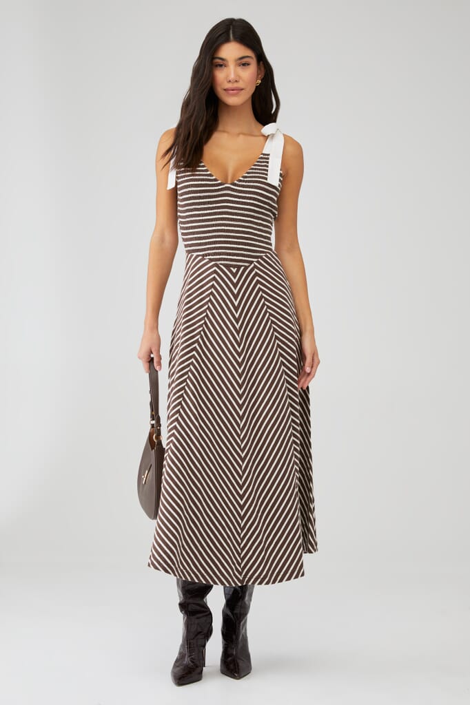 palm tree cutwork midi dress FARM Rio Palm Tree Cutwork Stripes Sleeveless Midi Dress XS / MULTI