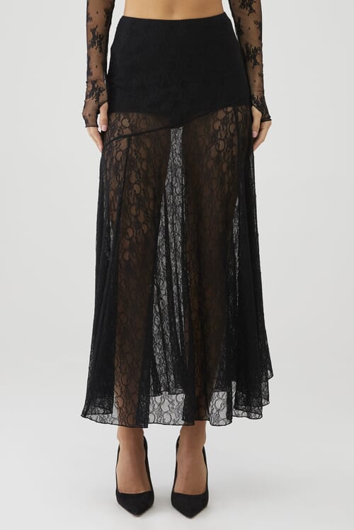 Ronny Kobo | X Fashionpass Lace Skirt in Black| FashionPass