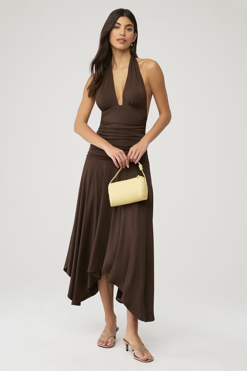 Amanda Uprichard | X Fashionpass Isadore Dress in Truffle| FashionPass