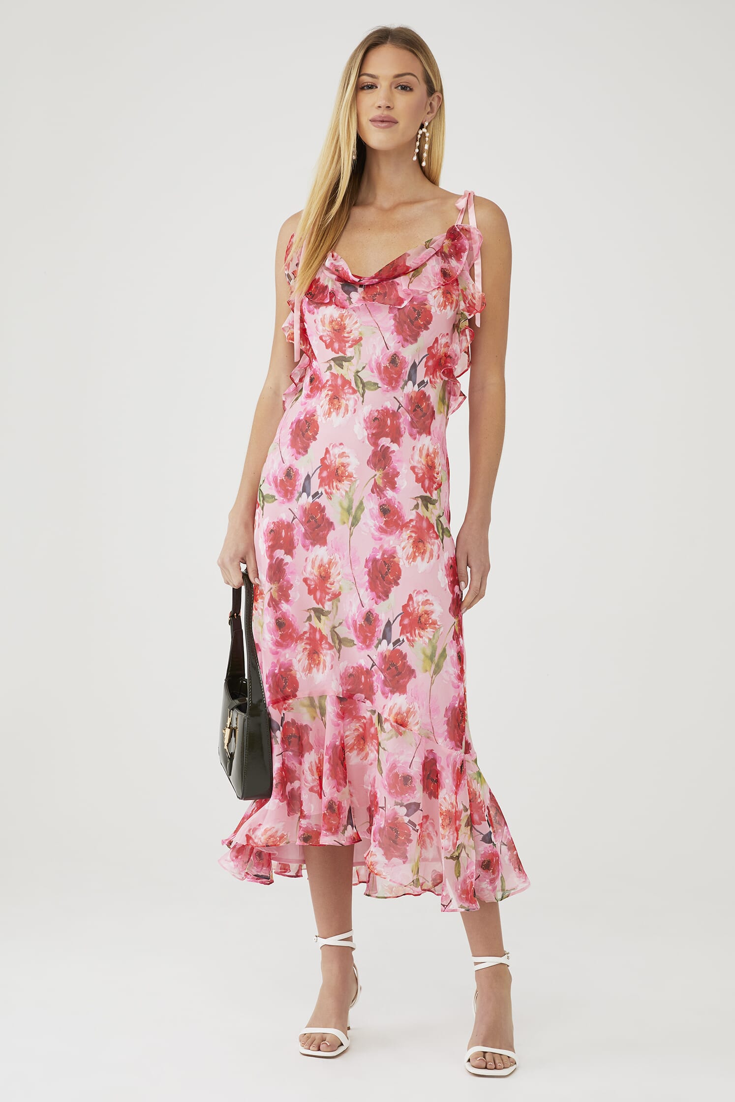 astr pink dress Daytona Pleated Floral Maxi Dress