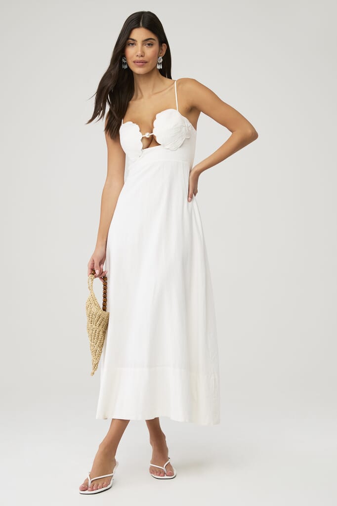 white farm rio dress Women's Richilieu Embroidered V-Neck Midi-Dress - Off Embrace breezy elegance with the Off FARM RIO | FashionPass