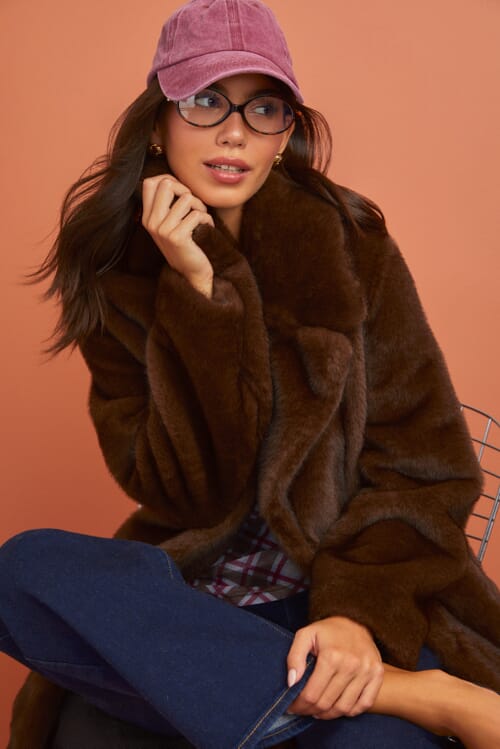 Être Aimé | X Unreal Fur Oversized Coat in Brown| FashionPass