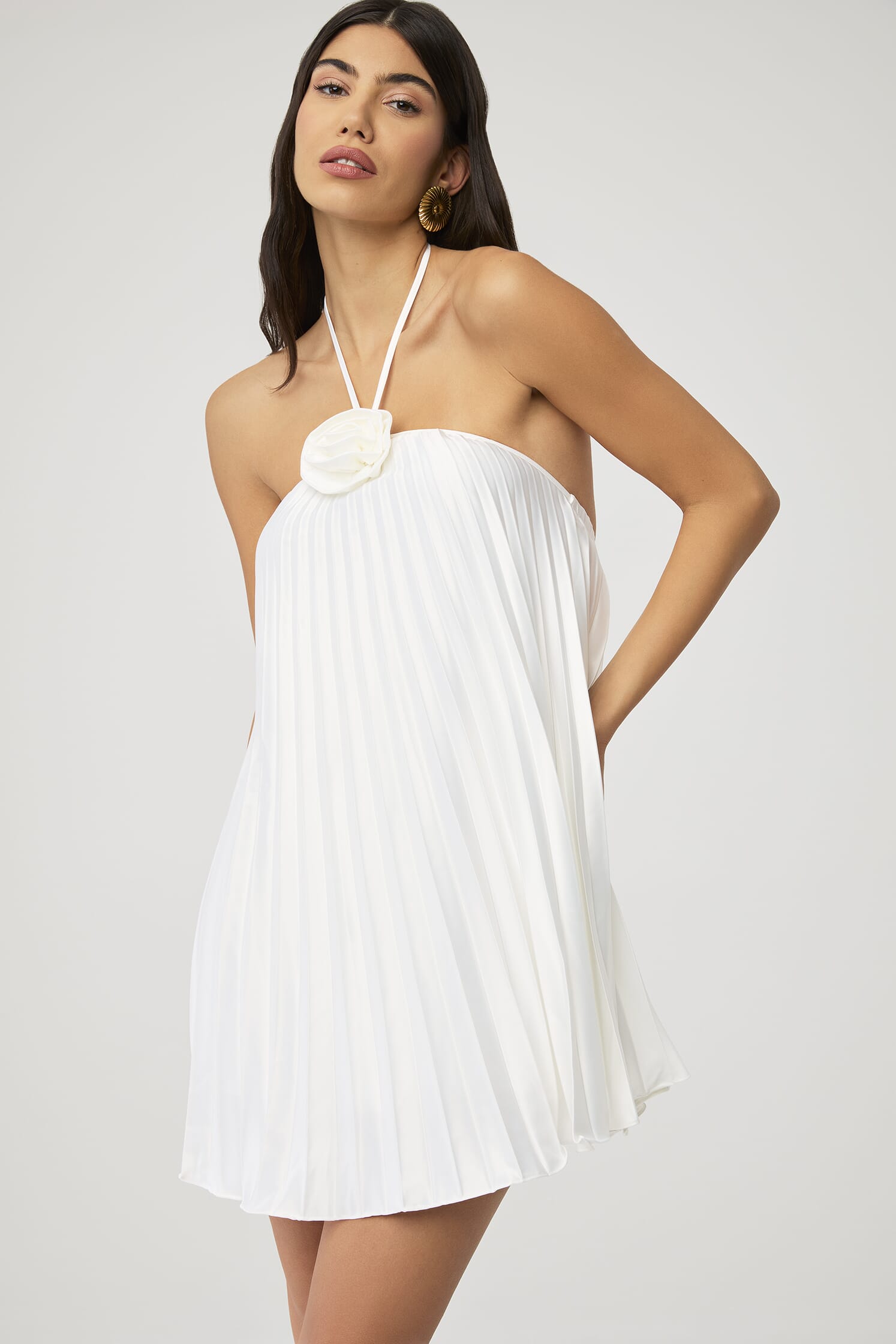 white pleated halter dress Sgntr The Label Pleated Halter Dress Size L Womens Formal Dresses For the Stacie dress is the perfect choice for elegant soires Sweet Like You Layers Pleated
