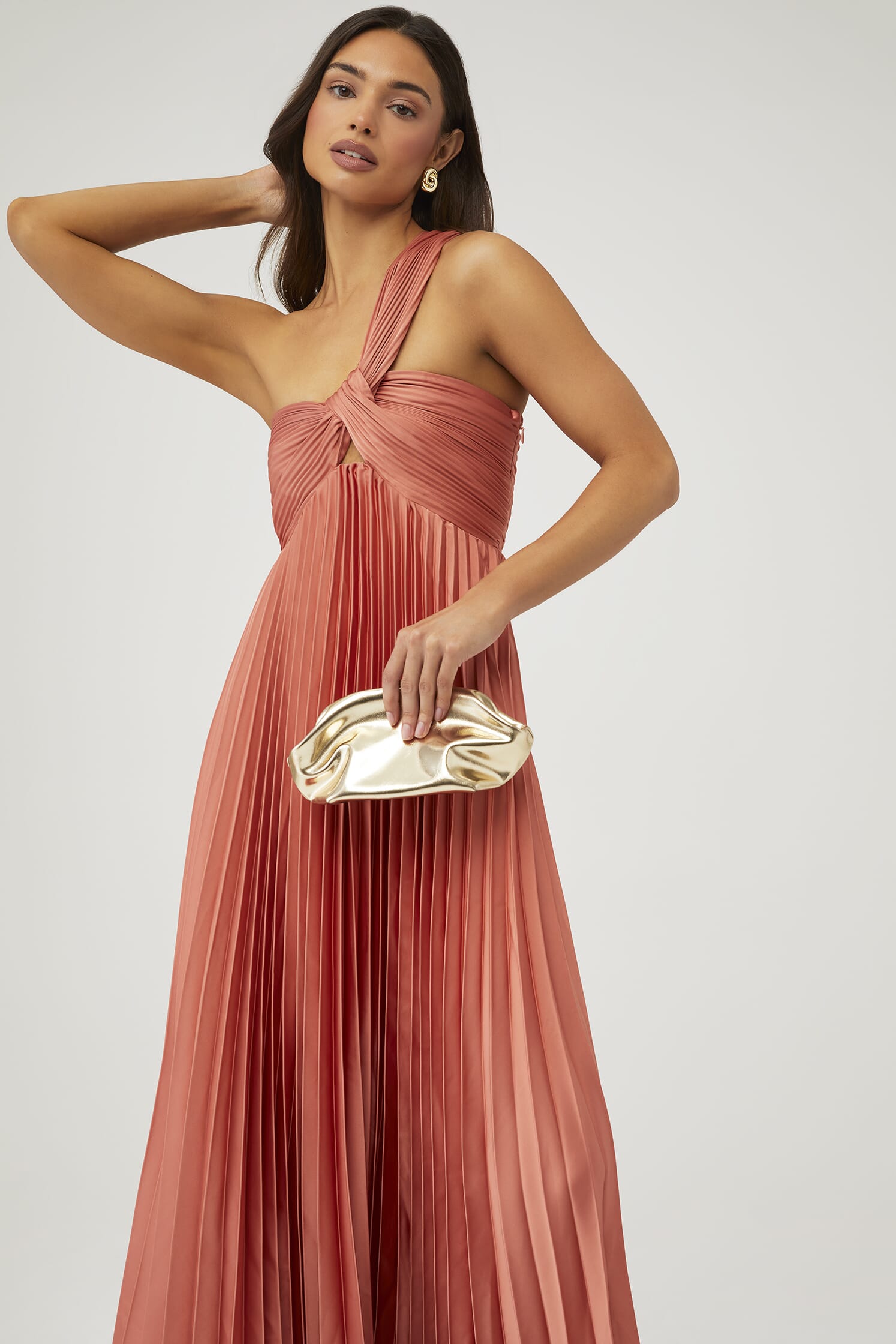 astr rasya pleated maxi dress Rasya One-Shoulder Pleated Maxi Dress