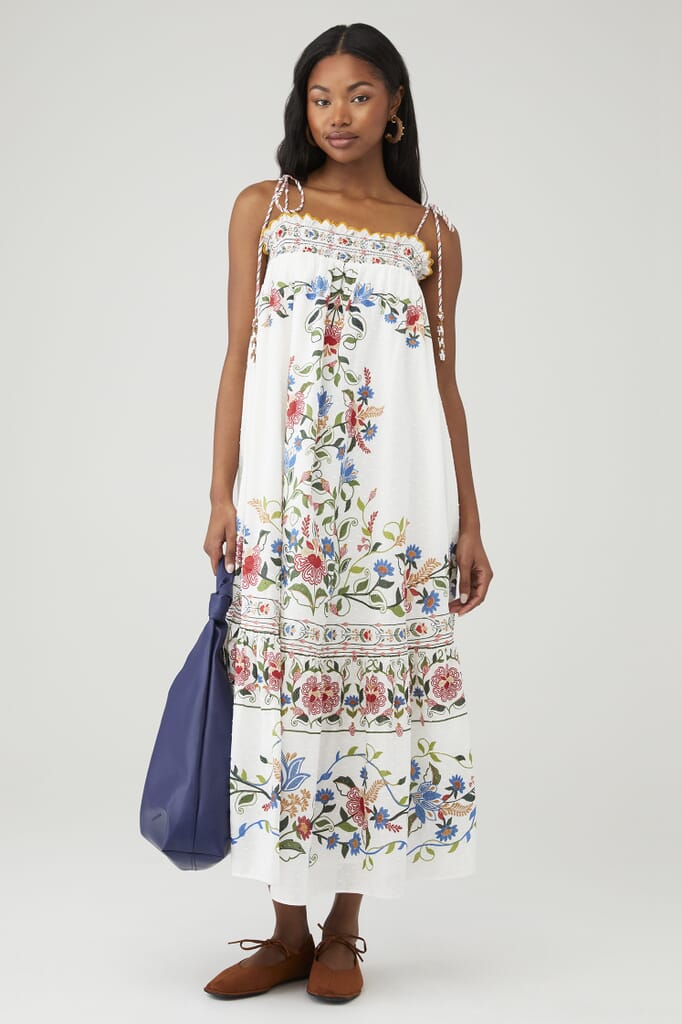 farm rio stitched garden floral maxi dress FARM Rio Full Garden Pink Maxi Dress