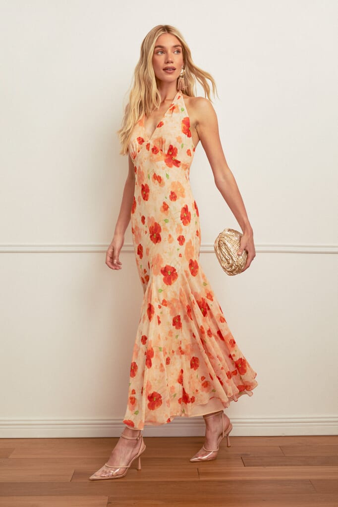 rococo sand halter maxi dress Back Ties Maxi Dress