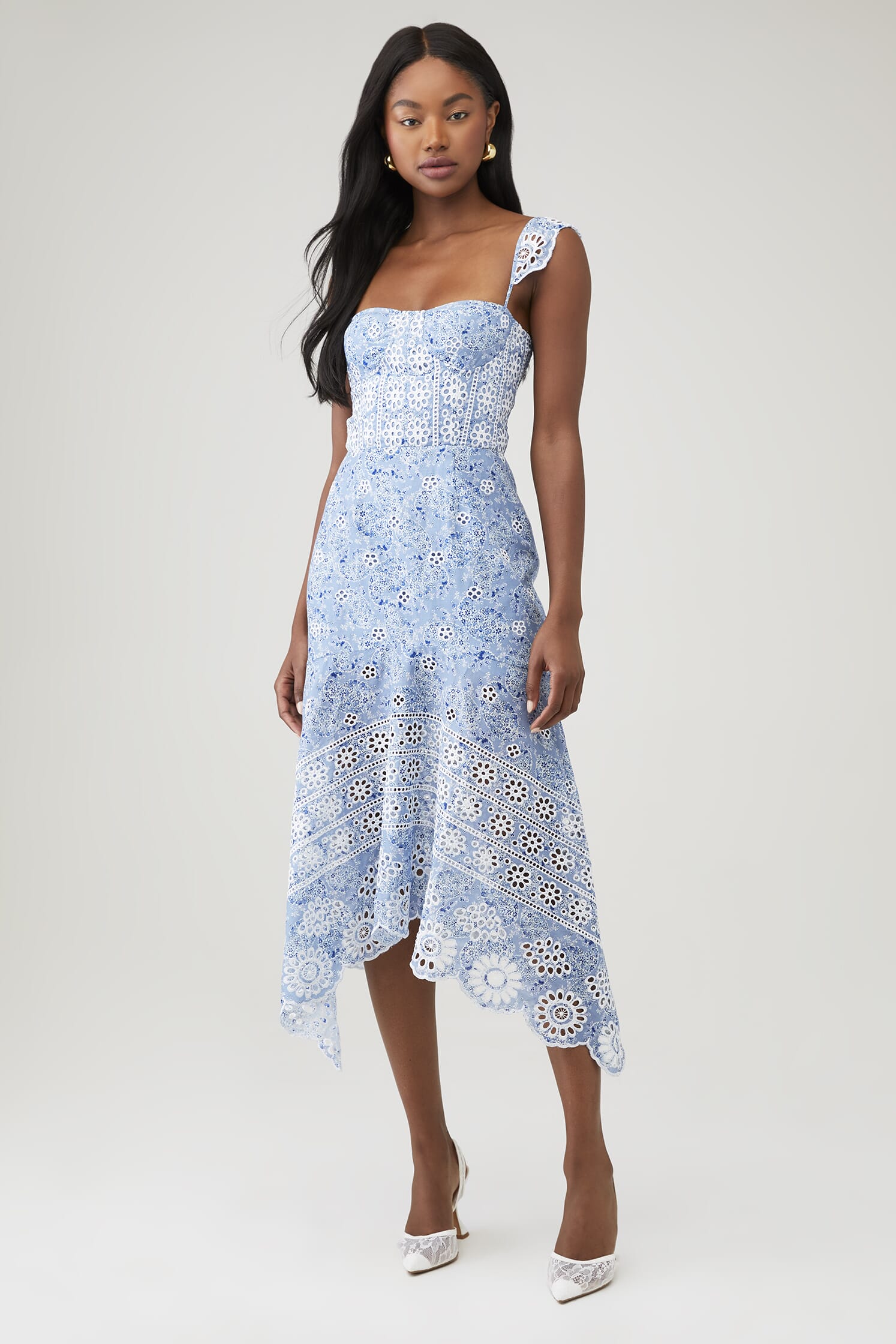 blue eyelet dress More Than You Know Navy Shop the Mint soft puff sleeves Eyelet Dresses for Women Over