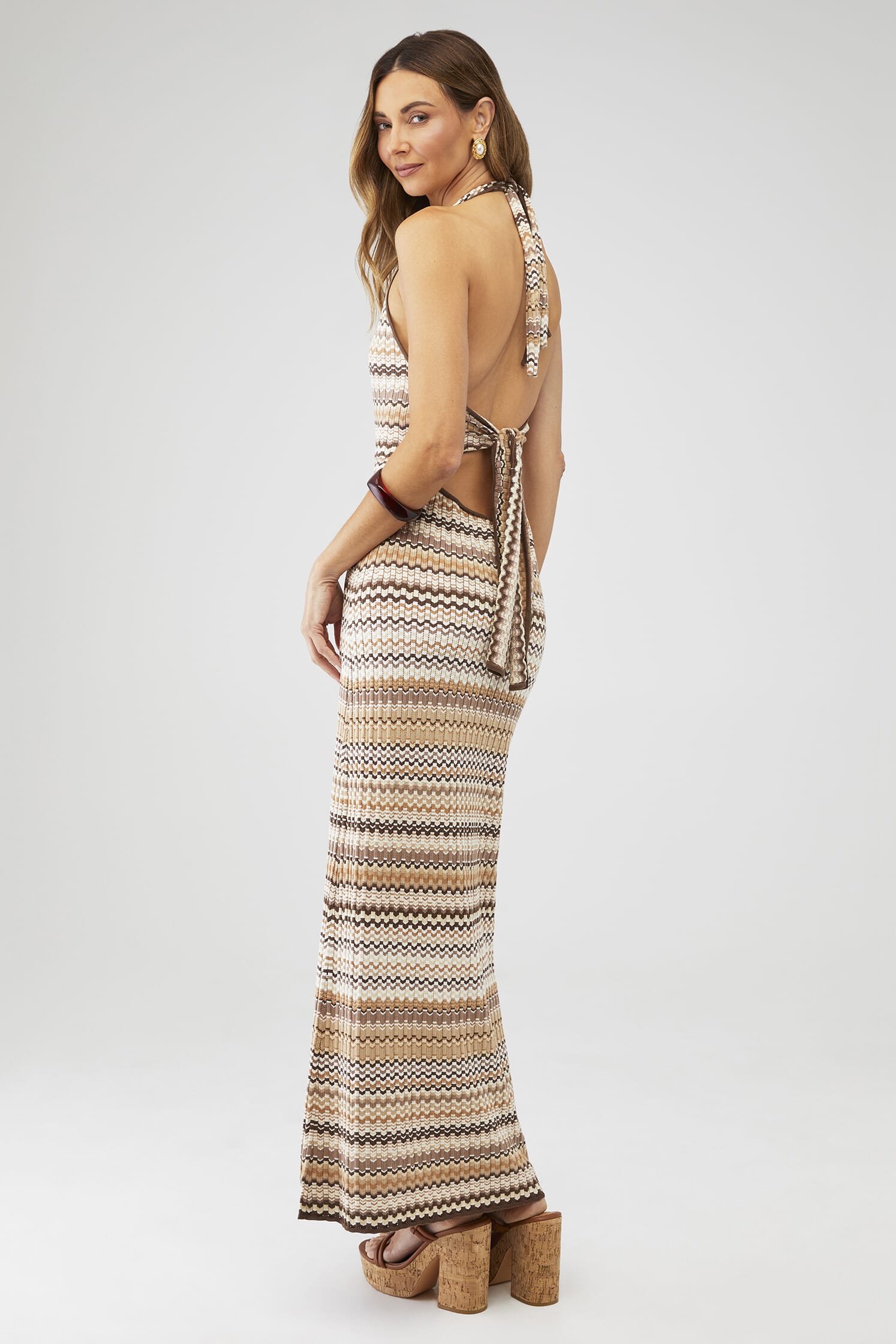 neutral halter dress Show Me Your Mumu Silk halter neck dress