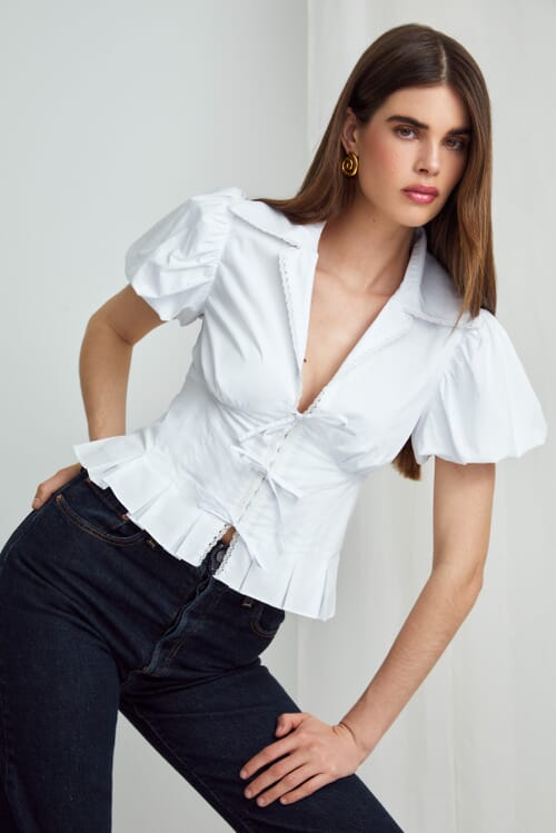 WeWoreWhat | Puff Sleeve Top in Ivory| FashionPass
