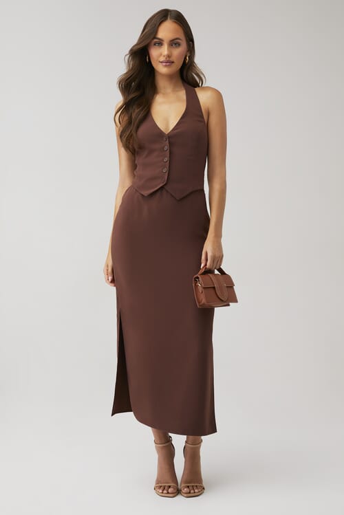 nia santal dress brown NIA Santal Dress in Black & Brown