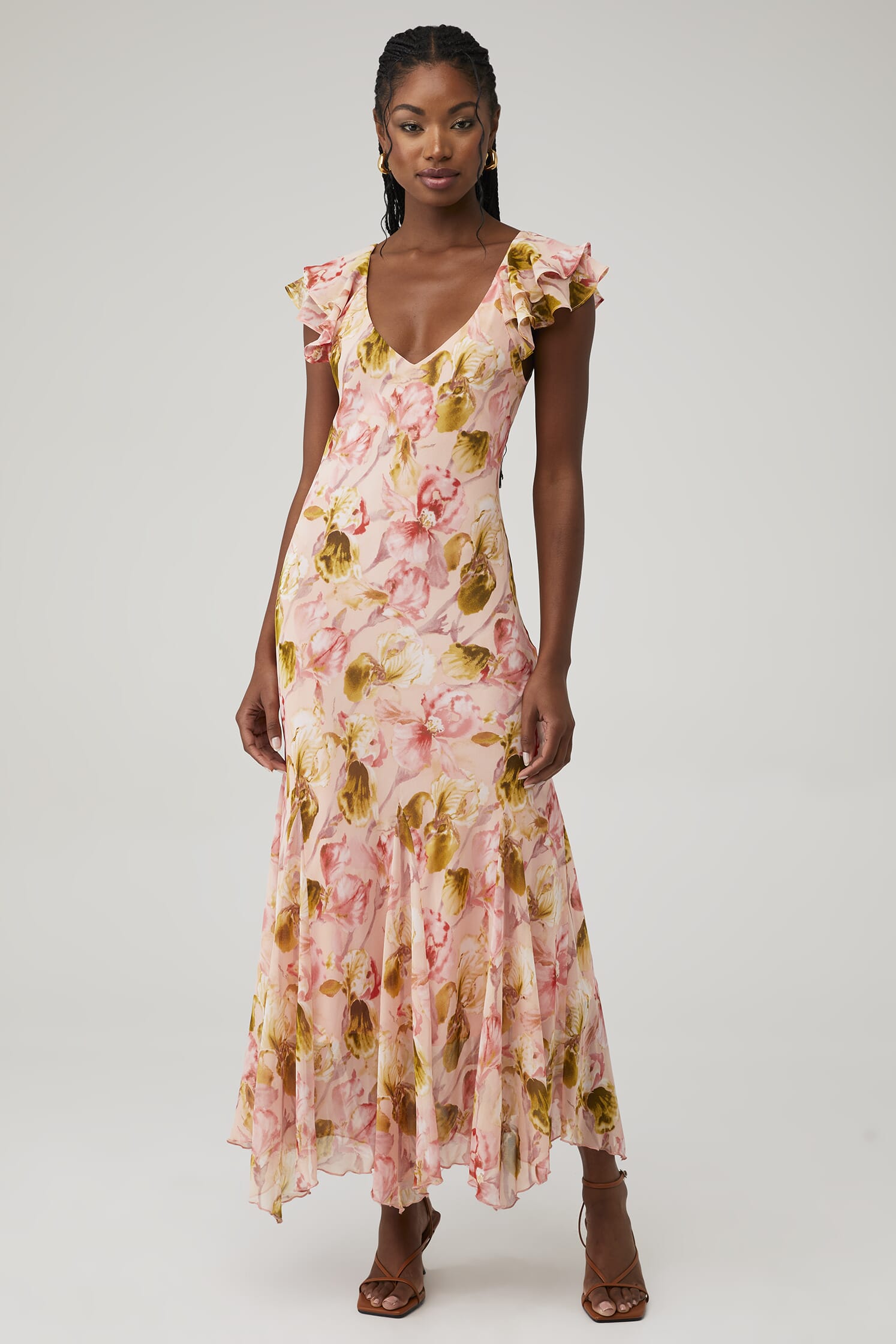 dress astr the Label | Isha Floral Sweetheart Mini with Belt in Pink Lilac Floral this full ASTR the Label Trinity Dress