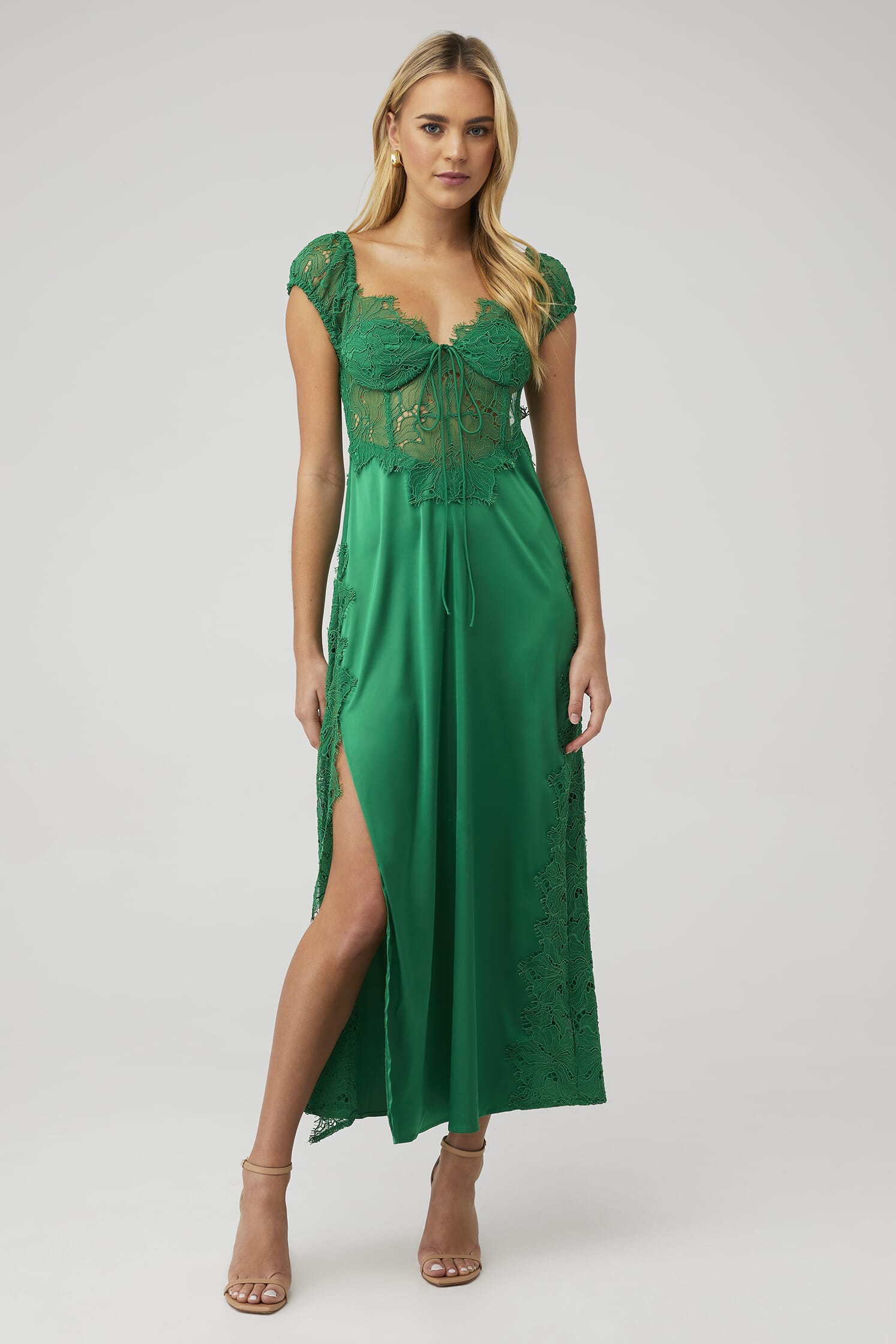 for love and lemons green maxi dress For Love & Lemons