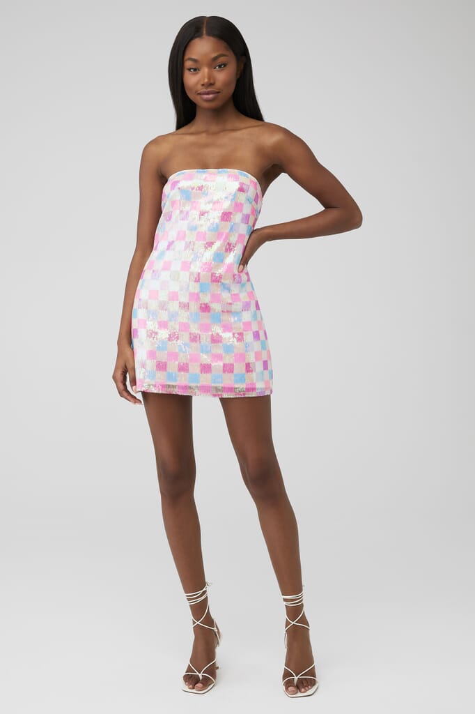 amanda uprichard strapless puzzle mini dress Amanda Uprichard Puzzle Strapless Mini Dress