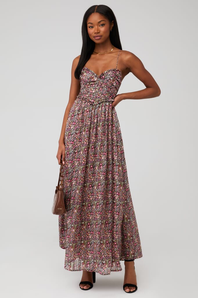for love & lemons maxi dresses Jacqueline Dress – Lusso Di Luna Boutique Flocked tulle trim For Love & Lemons Estelle