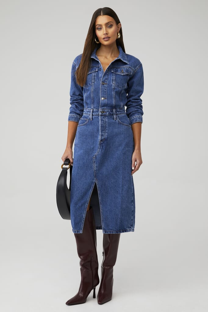 levis feeling this western denim midi dress Levi's Denim Midi Shirt Dress - Women's
