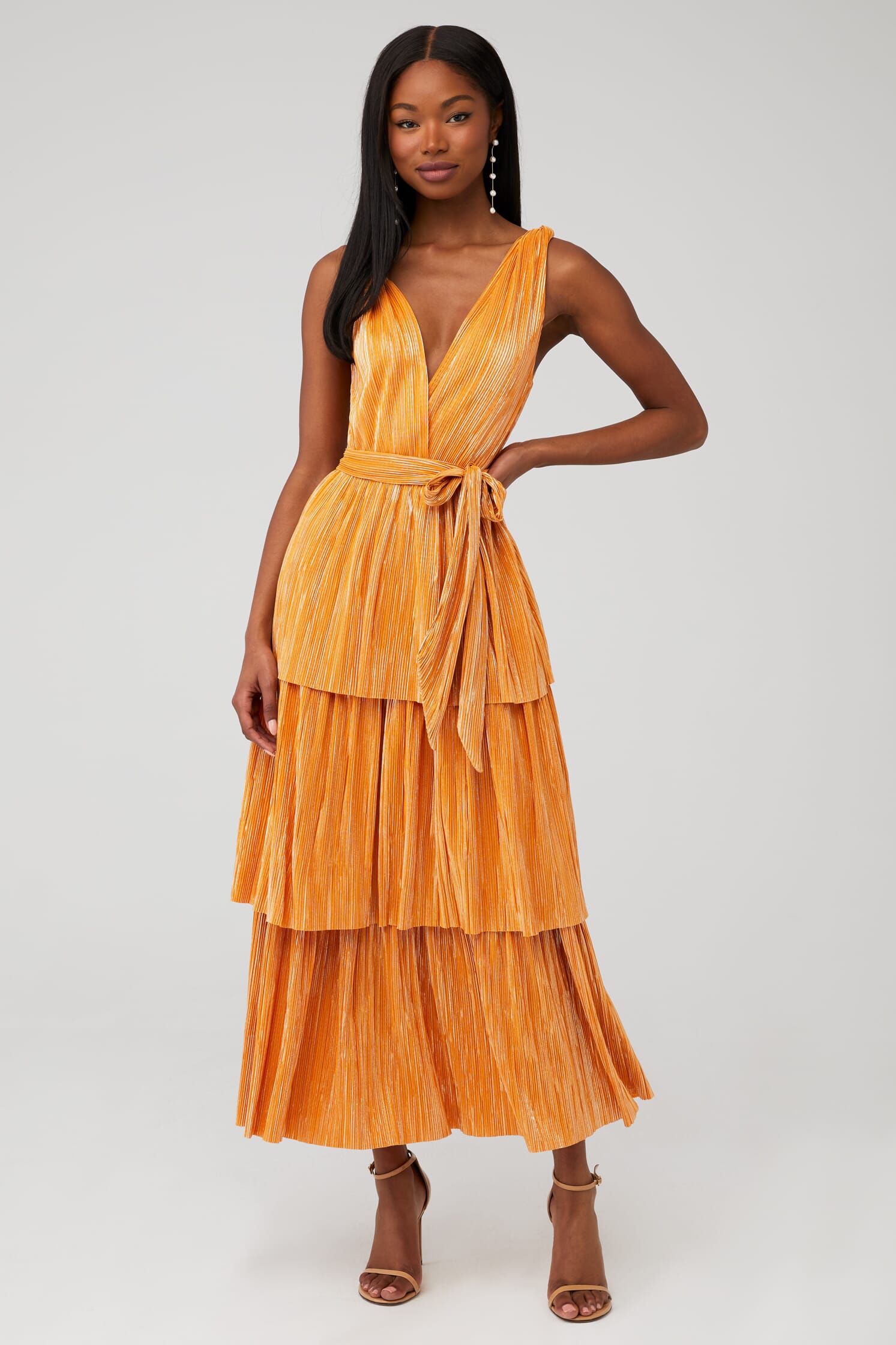 SABINA MUSAYEV | Alma Midi Dress in Mandarin| FashionPass