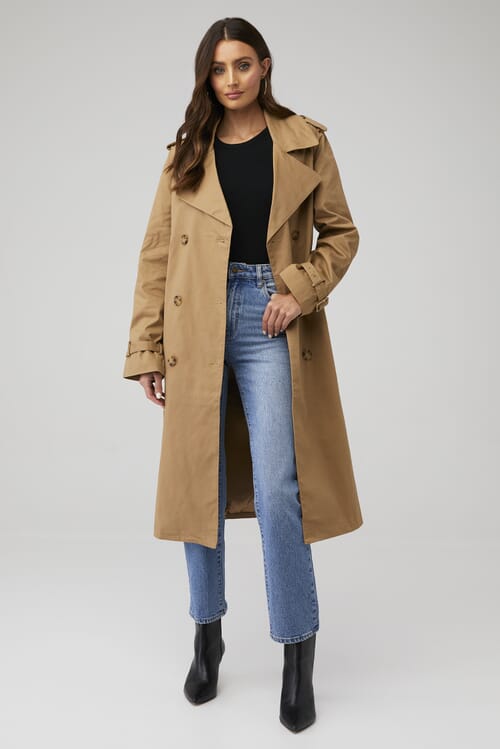 Elodie | Eleanor Cropped Trench Coat in Olive| FashionPass