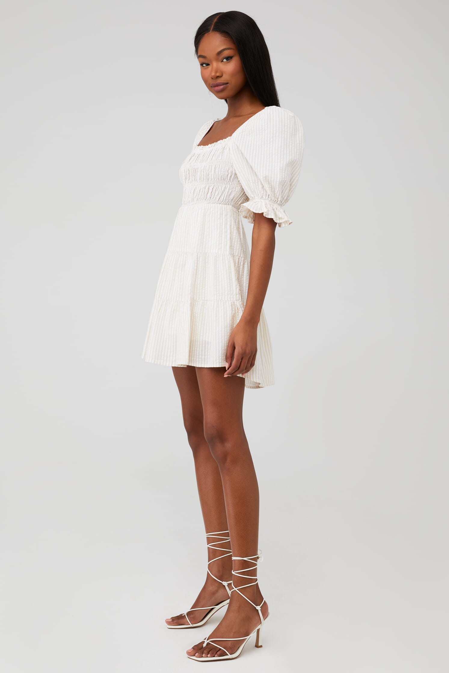 MINKPINK | Lune Mini Dress in White/Beige| FashionPass