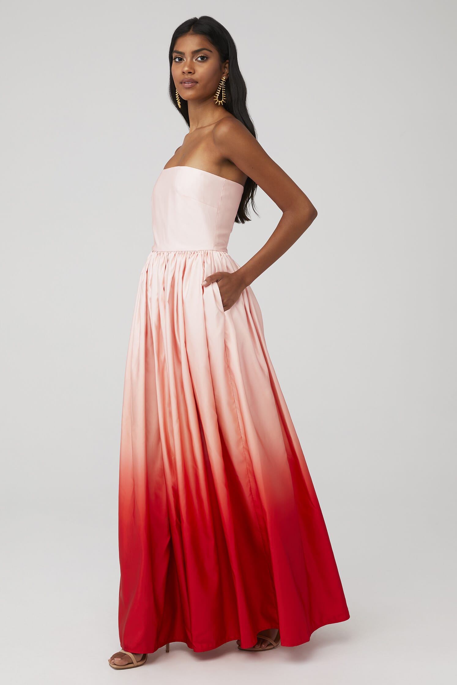 pink red ombre dress Pink MissPap Ombre Satin Maxi Slip Dress