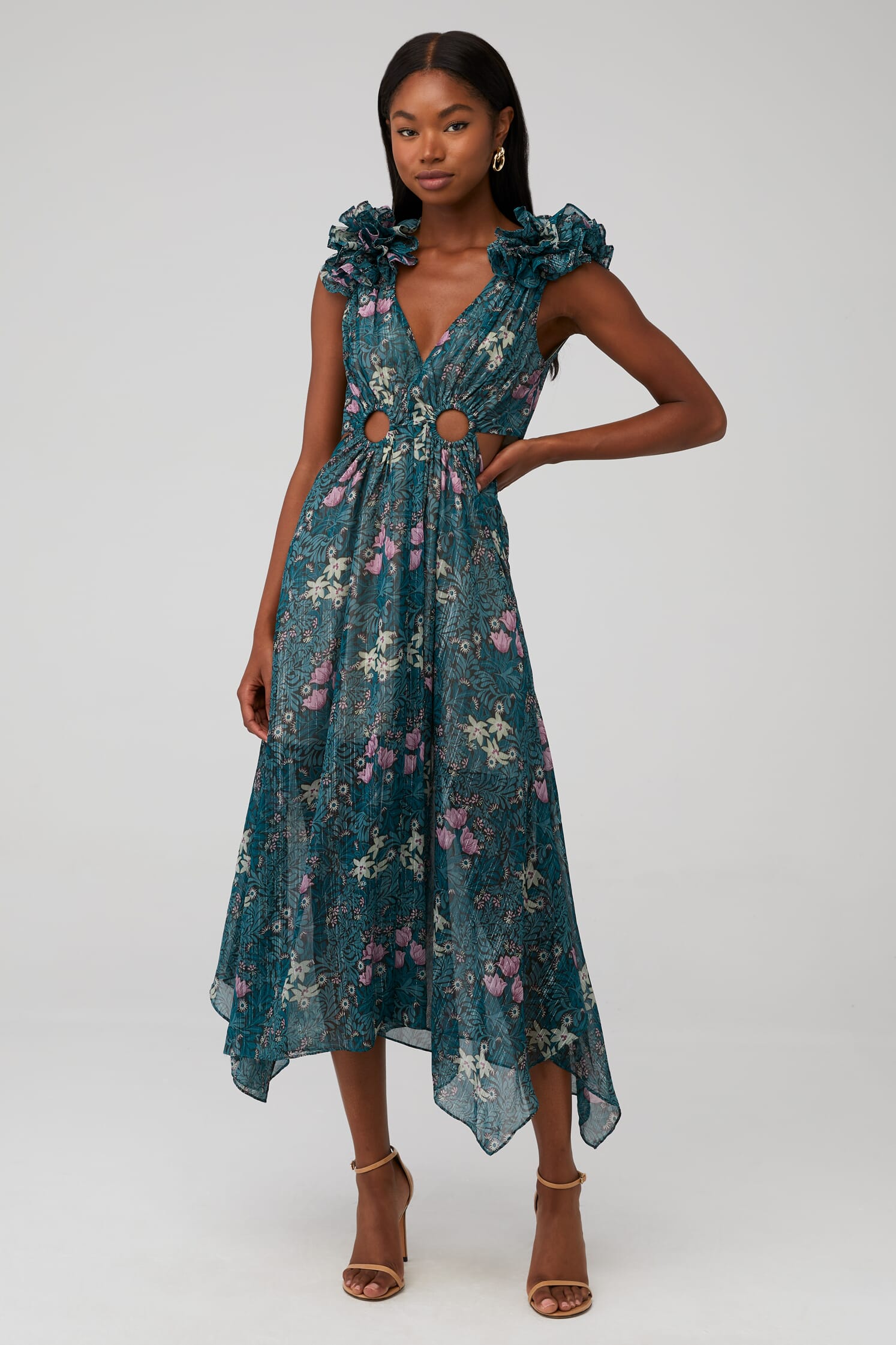 elliatt times dress blue multi Turn heads in the baroque Still Her Lace Maxi Color:Black / Cherries