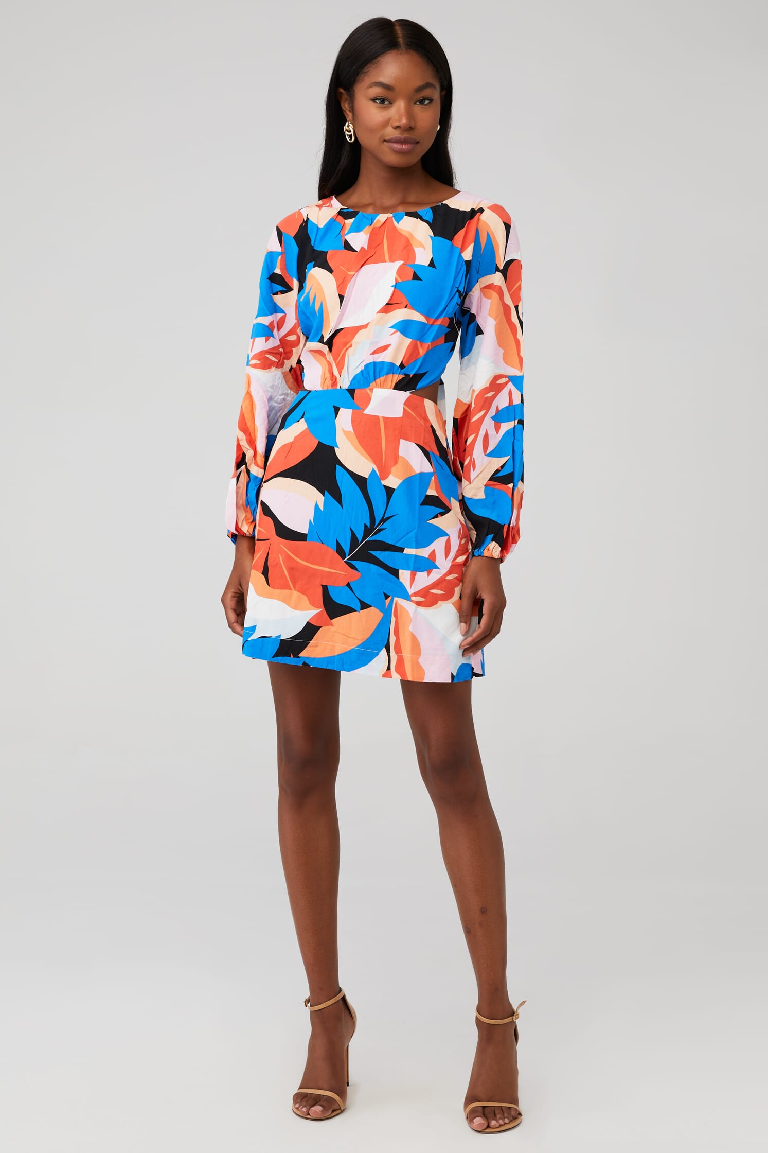 mink pink orange floral dress Green & Orange Floral Strapless Maxi Dress