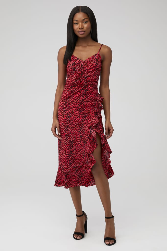 tiered lace midi dress in storm weworewhat Weworewhat Tiered Lace Midi Dress by WeWoreWhat