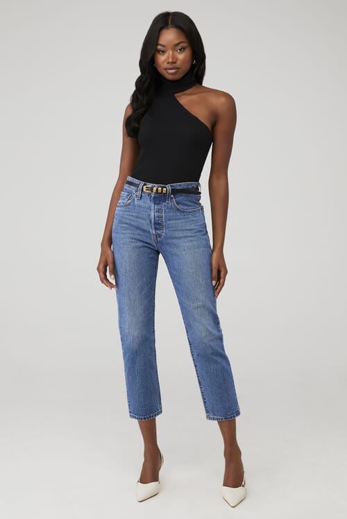 Levis 501 cropped high hot sale waist