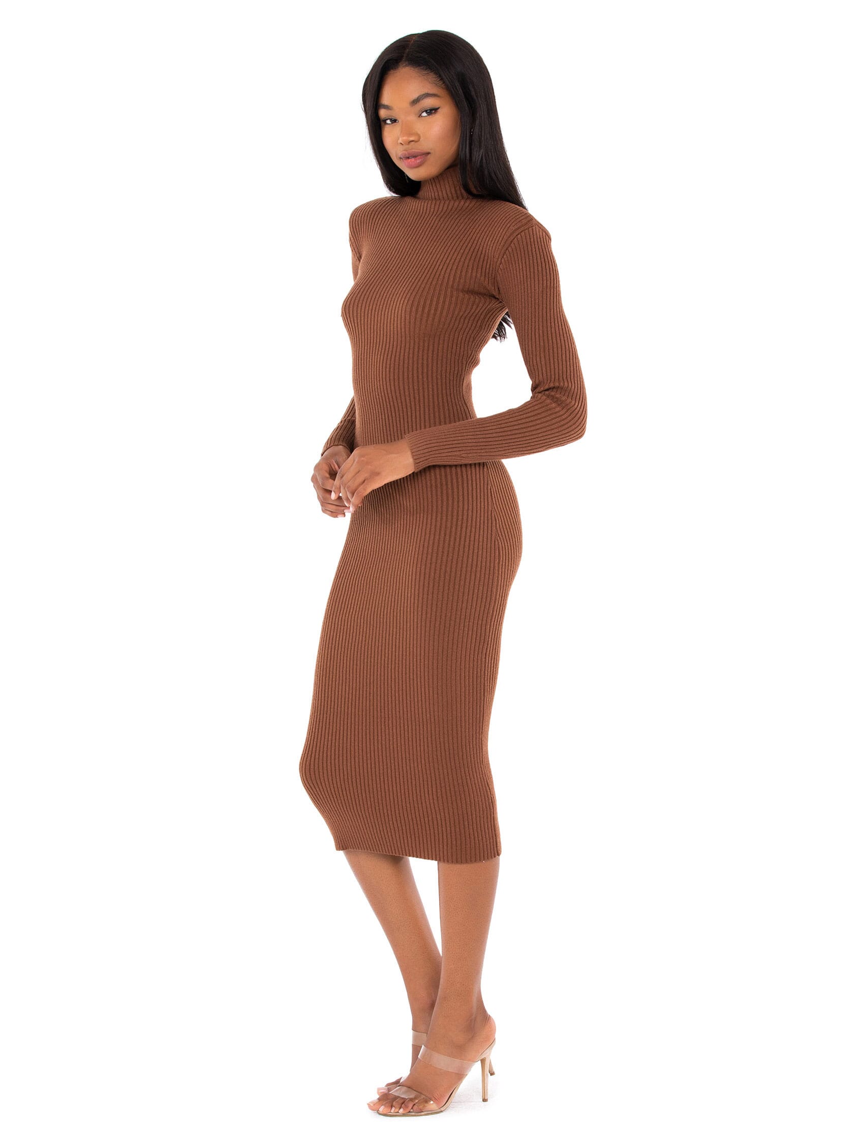 fitted lace wedding dress Hatch Collection The Dasha Sweater Dress in Chocolate