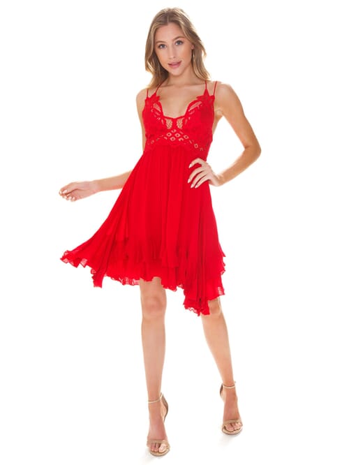 Free People Adella Slip Dress in Red FashionPass