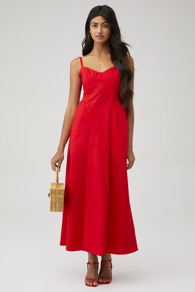 Show Me Your Mumu | Allegra Midi Dress in Cherry Poplin| FashionPass