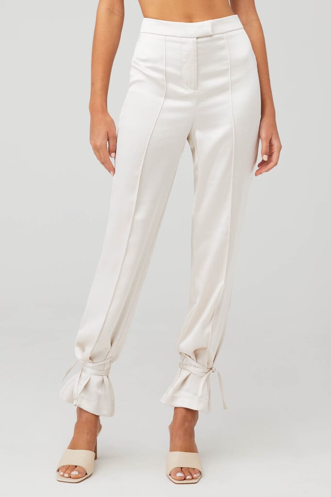 & Reckless | Alma Tie-Detail Trouser in Cream | FashionPass