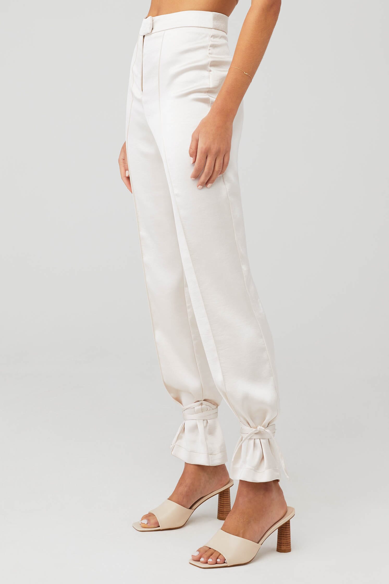 & Reckless | Alma Tie-Detail Trouser in Cream | FashionPass