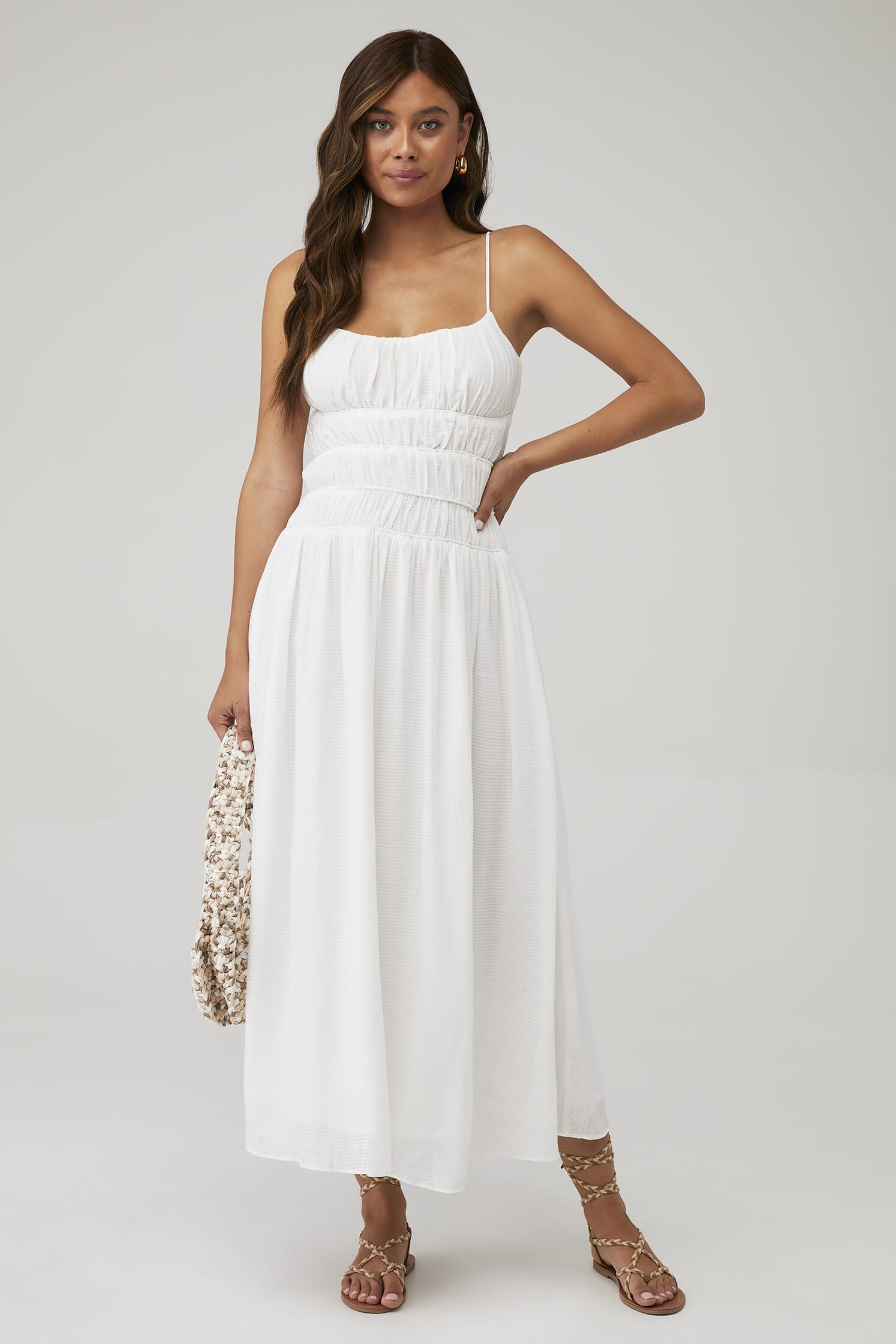 knee length dresses for ladies Andrina Smocked Midi Dress – Klutch main image 1